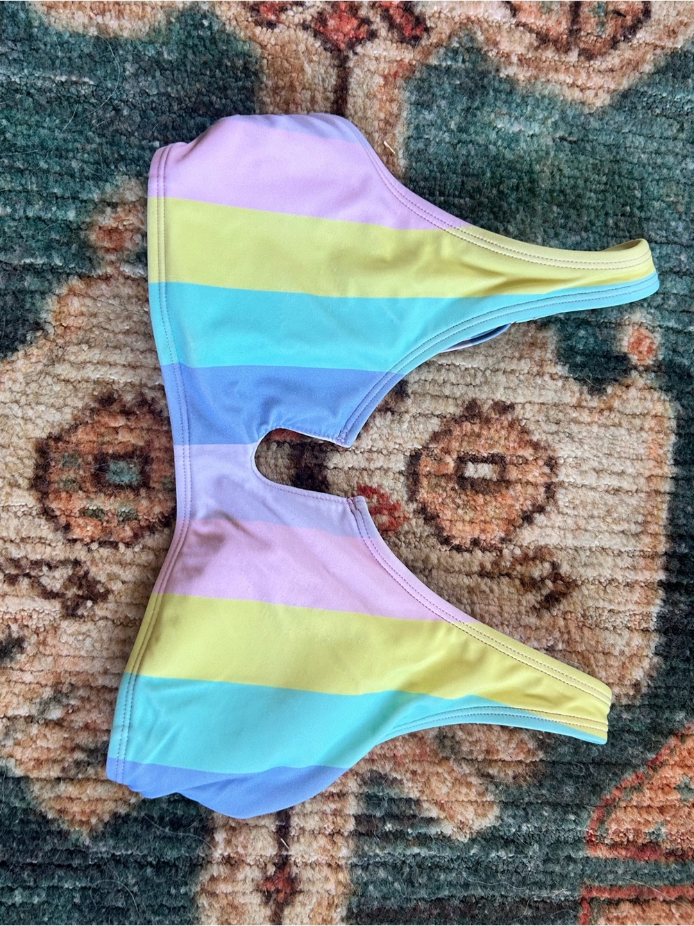 Girls Pastel Stripe Swim Bikini Top - Yellow, Blue, Purple